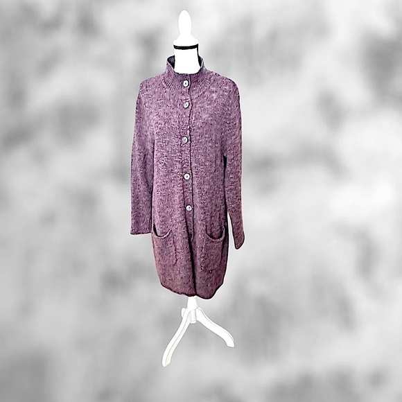 J. Jill Sweaters - EUC! J.JILL WINE MARBLE LONG OPEN CARDIGAN